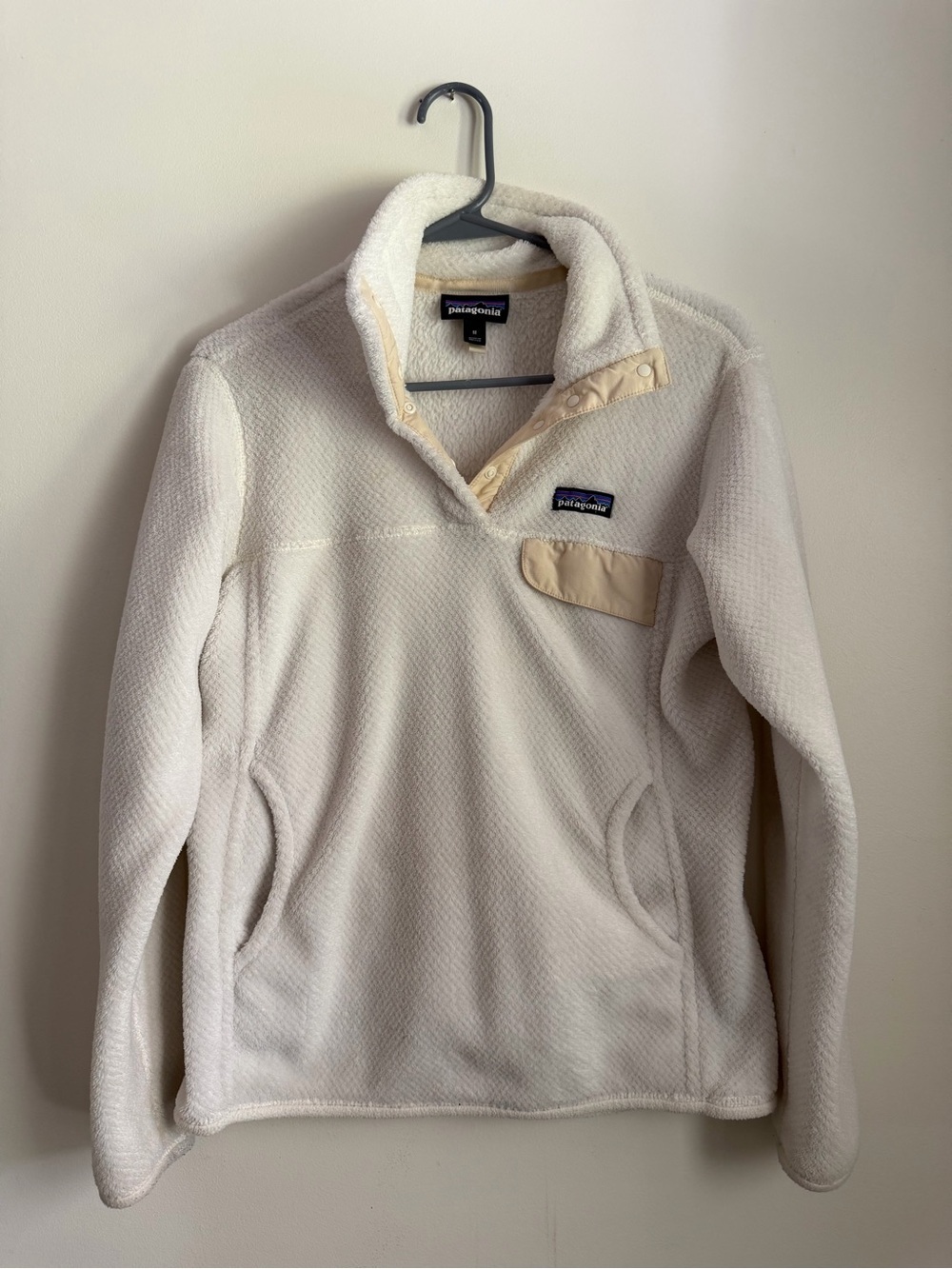 Patagonia Re-Tool Fleece Pullover Womens M Cream Beige Snap Neck Jacket